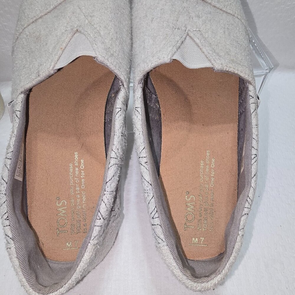 TOMS ALPARGATA SLIP ON SHOES GRAY HERRINGBONE DESIGN WOMENS SIZE 7 EUC - Picture 8 of 8